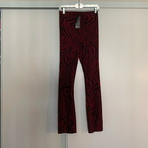 New Nasty Gal Maroon Zebra Flare Pants